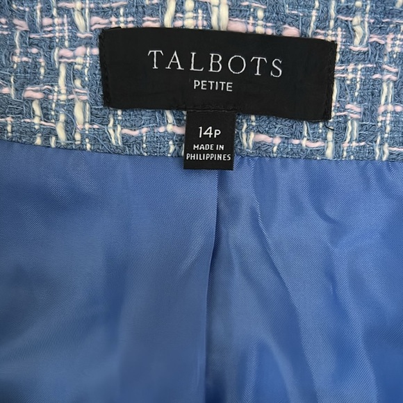 Talbots Tweed Gold Buttons V-Neck Coatigan Jacket Sz 14P - Picture 4 of 9